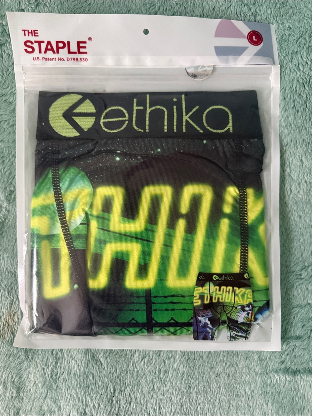 ethika Black Boxer Briefs with Neon Green Logo Graphic